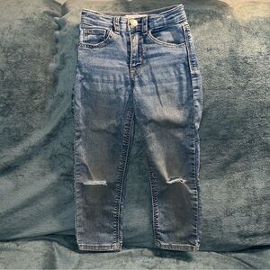 Zara denim light blue distressed jeans 4-5 years stretchy skinny fit stained